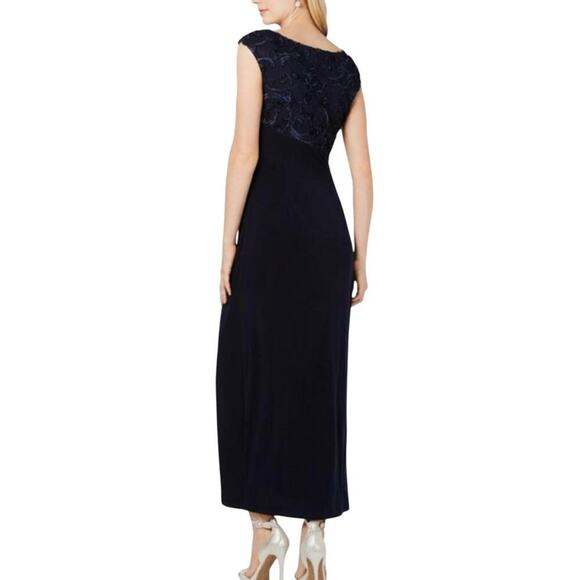 Connected Apparel Women's Evening Dress Navy Blue Size 8 Petite NWT - Picture 7 of 7